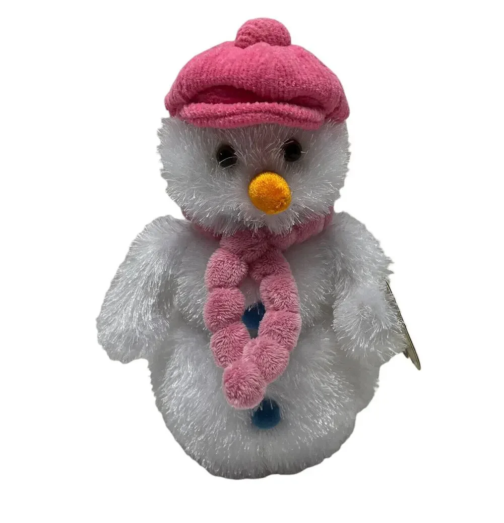 NWT Aurora Frostbite the Snowman Plush Stuffed Animal pink hat scarf